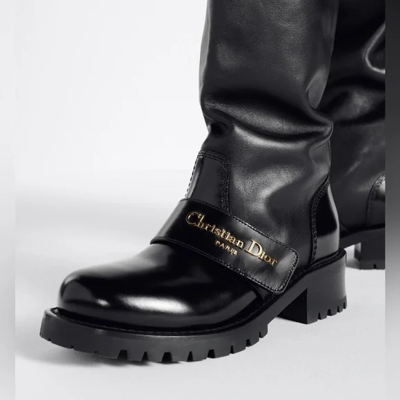 NWT Christian Dior D-Quest Thigh Black Leather Boots, size 37 (US 6-6.5) - Picture 10 of 17